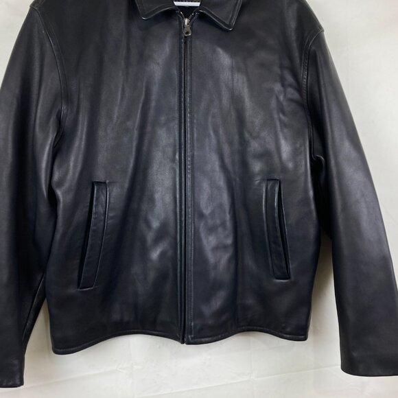 Robert Comstock  Mens sz 42 Buttery Soft Black Leather Jacket Bomber - Picture 2 of 8